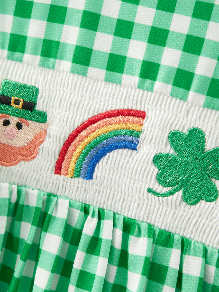 St. Patrick's Day Girls Smocking Embroidery Dress