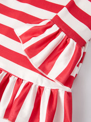 Girls Christmas Gingerbread Man Red and White Stripes Dress