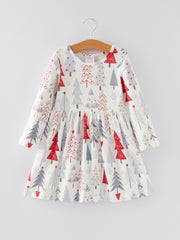 Christmas Tree Print Girls Dress