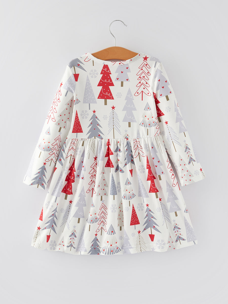 Christmas Tree Print Girls Dress