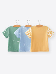 Girls 3pcs Short-sleeve T-shirts pumpkin Car Letter Print