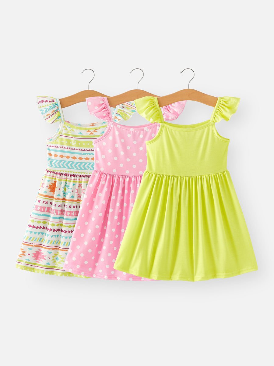 Girls Milk Silk Dress 3-piece Set