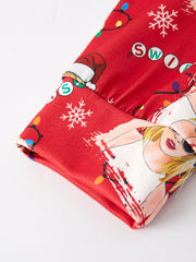 TS Christmas Print Red Girls Milk Silk Girls Pajamas