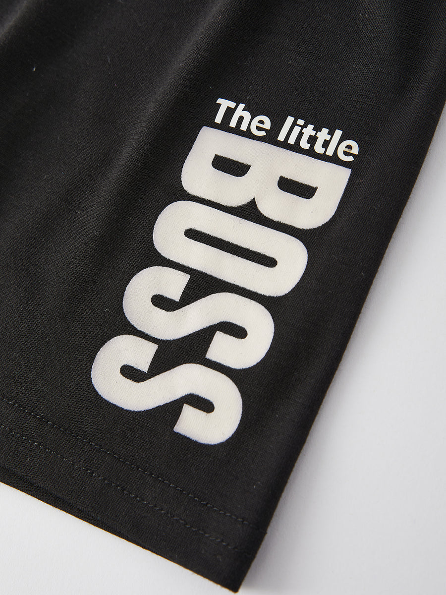 "the little boss" Print Boys Outfits Set