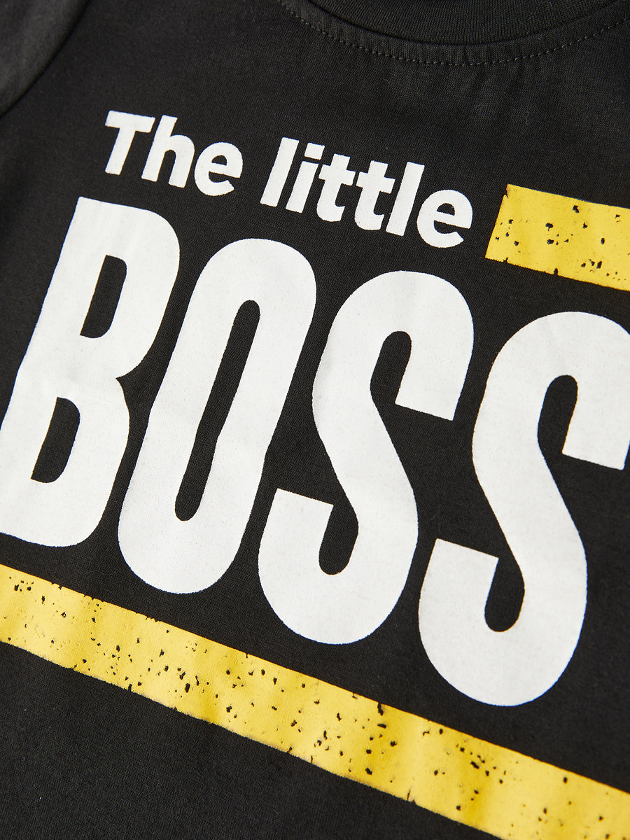 "the little boss" Print Boys Outfits Set