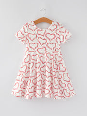 Valentine's Day Heart Baseball Print Girls Dress