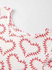 Valentine's Day Heart Baseball Print Girls Dress