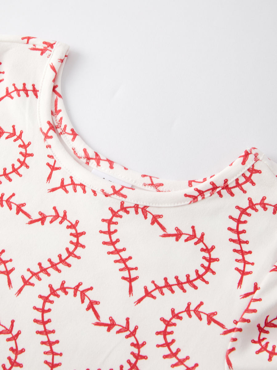 Valentine's Day Heart Baseball Print Girls Dress