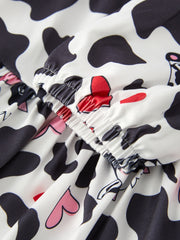 Valentine's Day Cow Pattern Heart Girls Long Sleeve Set