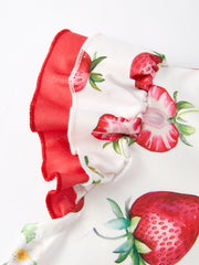 Easter Strawberry Print Ruffle Girls Dress