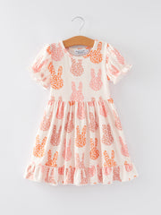 Easter Cute Bunny Print Ruffles Girls Dress