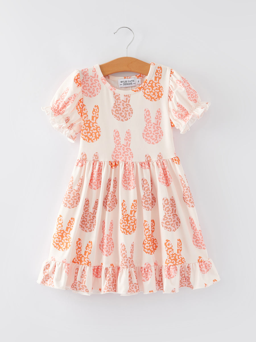 Easter Cute Bunny Print Ruffles Girls Dress