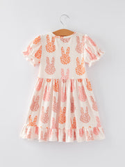 Easter Cute Bunny Print Ruffles Girls Dress