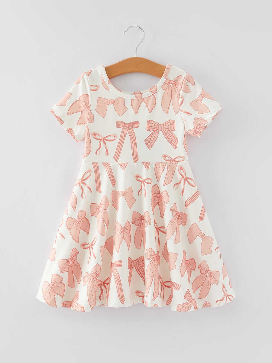 Valentine's Day Girls Dress Bow Print