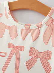 Valentine's Day Girls Dress Bow Print