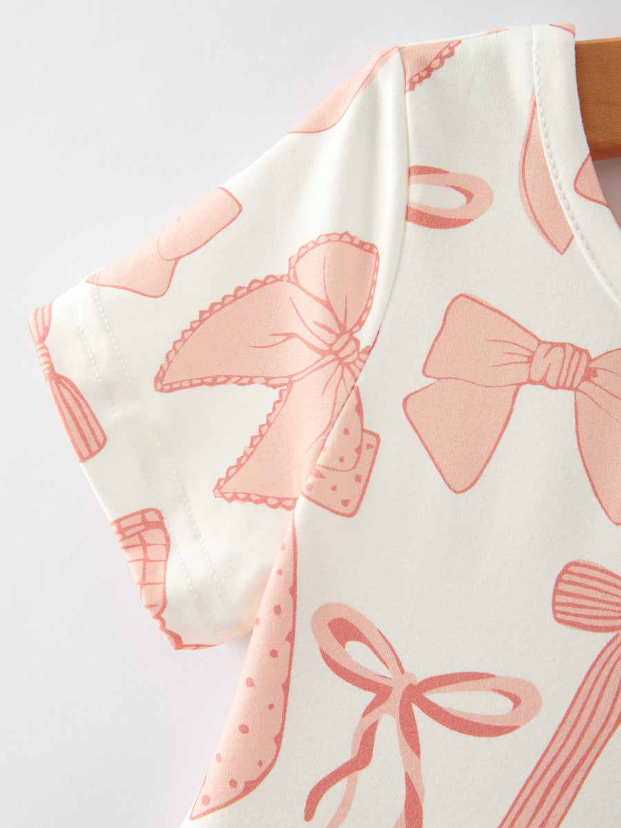 Valentine's Day Girls Dress Bow Print