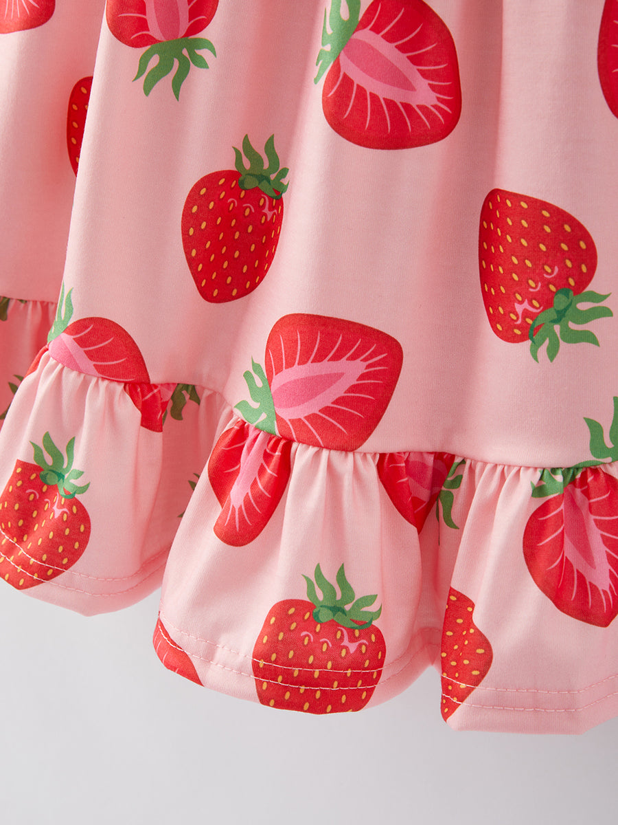 Summer Girls Strawberry Plaid Dress Two-piece Set