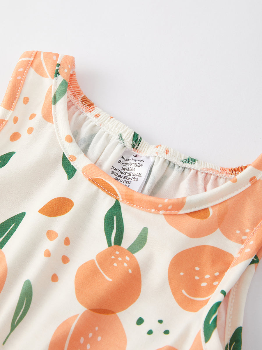 Peach Polka Dot Girls Jumpsuit Three Pieces