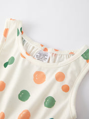 Peach Polka Dot Girls Jumpsuit Three Pieces