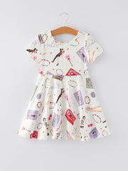 Valentine's Day TS Print Milk Silk Short Sleeve Print Dress