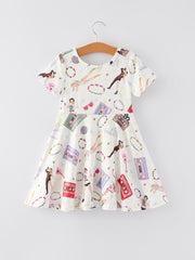 Valentine's Day TS Print Milk Silk Short Sleeve Print Dress