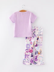 Spring and Summer TS Print Short Sleeve Pants Set