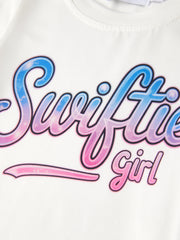 "Swiftie girl" Print Top+Sequined Shorts