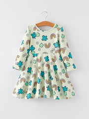 St. Patrick's Day Rainbow Shamrock Print Dress