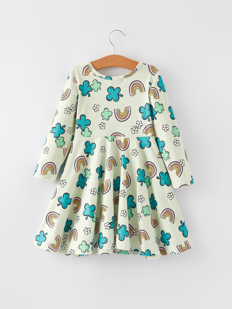 St. Patrick's Day Rainbow Shamrock Print Dress