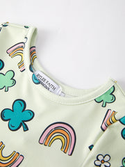 St. Patrick's Day Rainbow Shamrock Print Dress