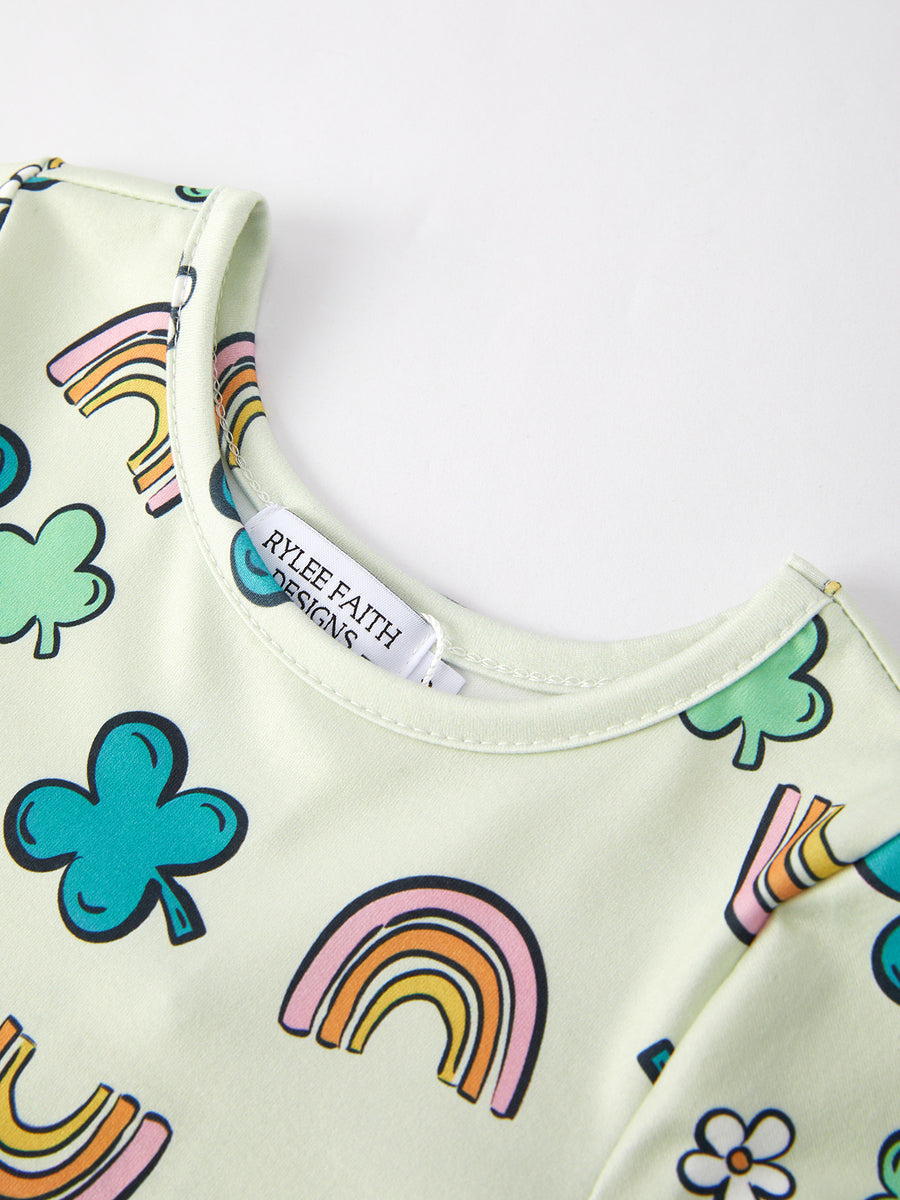 St. Patrick's Day Rainbow Shamrock Print Dress