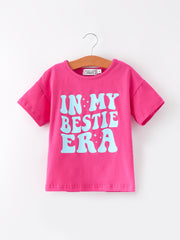 “IN MY BESTIE ERA” Rose Red Girls Short Sleeve Tops