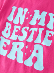 “IN MY BESTIE ERA” Rose Red Girls Short Sleeve Tops