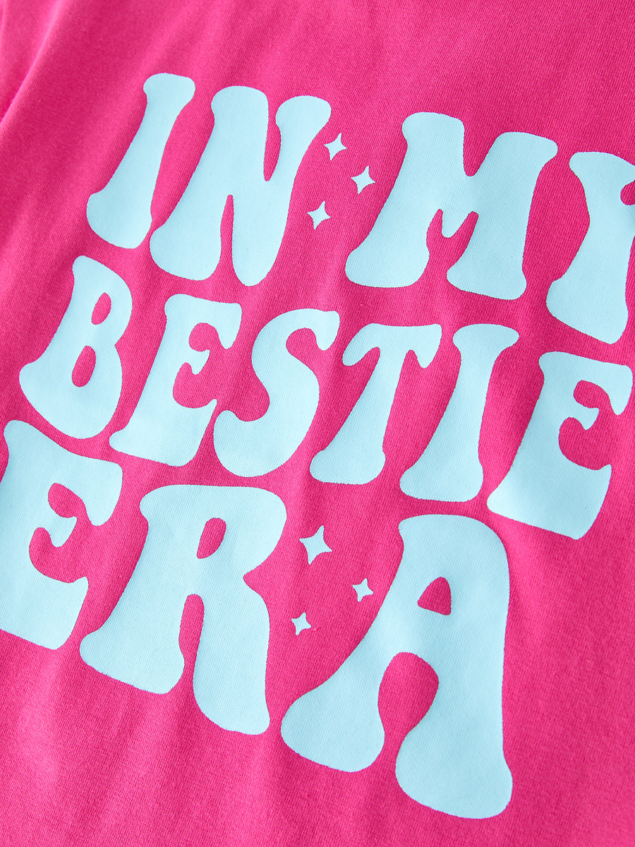 “IN MY BESTIE ERA” Rose Red Girls Short Sleeve Tops