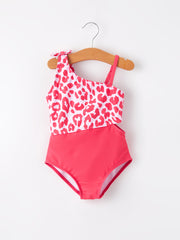 Girls Hot Pink Leopard Swimsuit