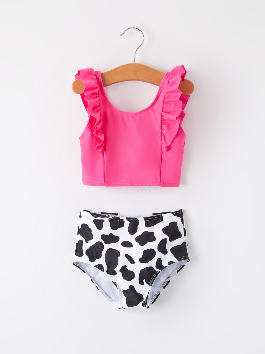 "Cow Pattern" Girls' Swimsuit