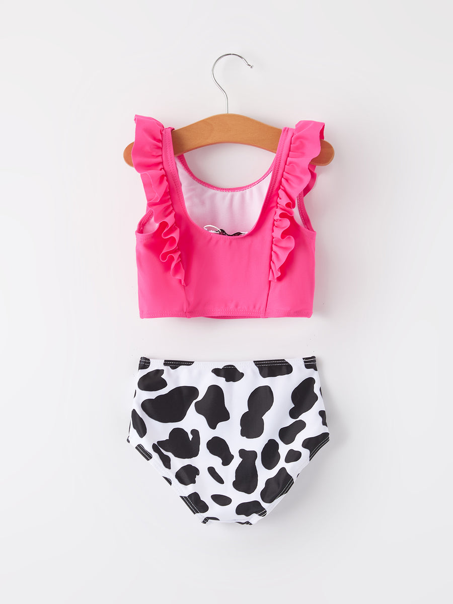 "Cow Pattern" Girls' Swimsuit