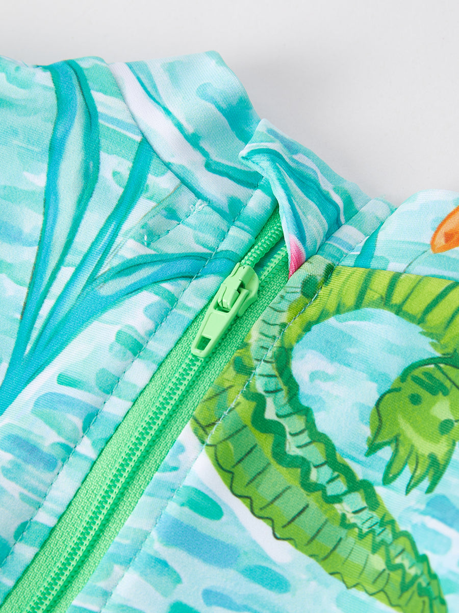 "Crocodile" Green Girls' Swimsuit