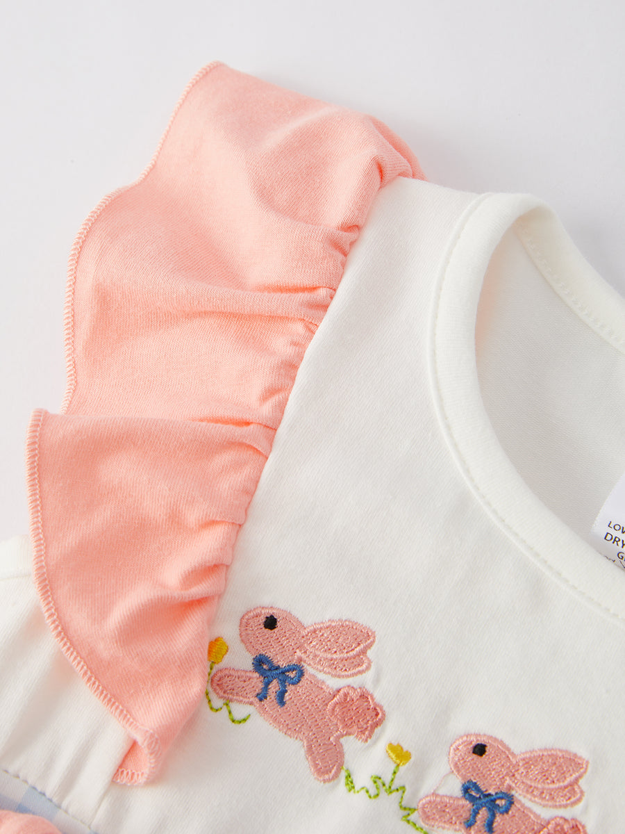 Easter Bunny Embroidery Girls Dress