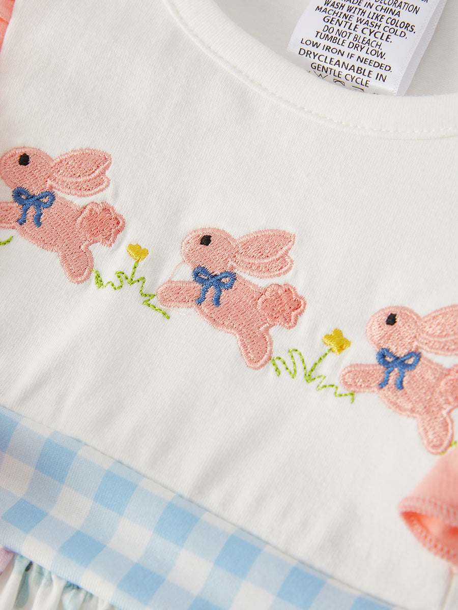 Easter Bunny Embroidery Girls Dress