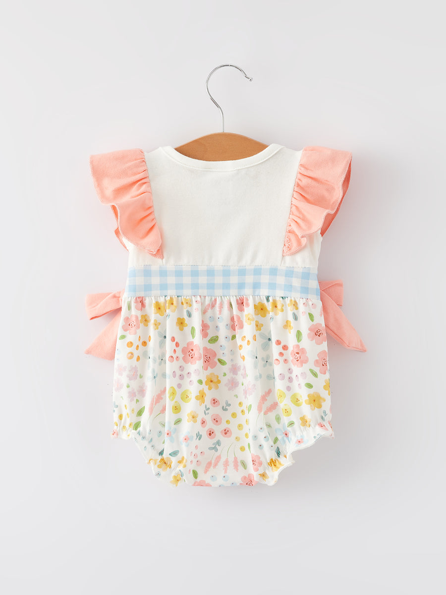 Easter Bunny Embroidery Girls Romper