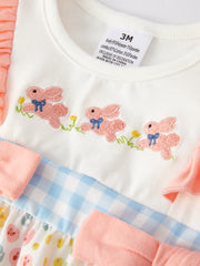 Easter Bunny Embroidery Girls Romper