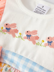 Easter Bunny Embroidery Girls Outfits set