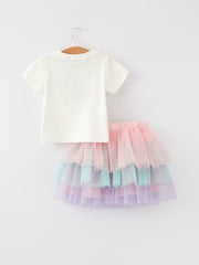 Cotton “SWIFTIE” Applique T-shirt +Gauze Skirt Girls Set