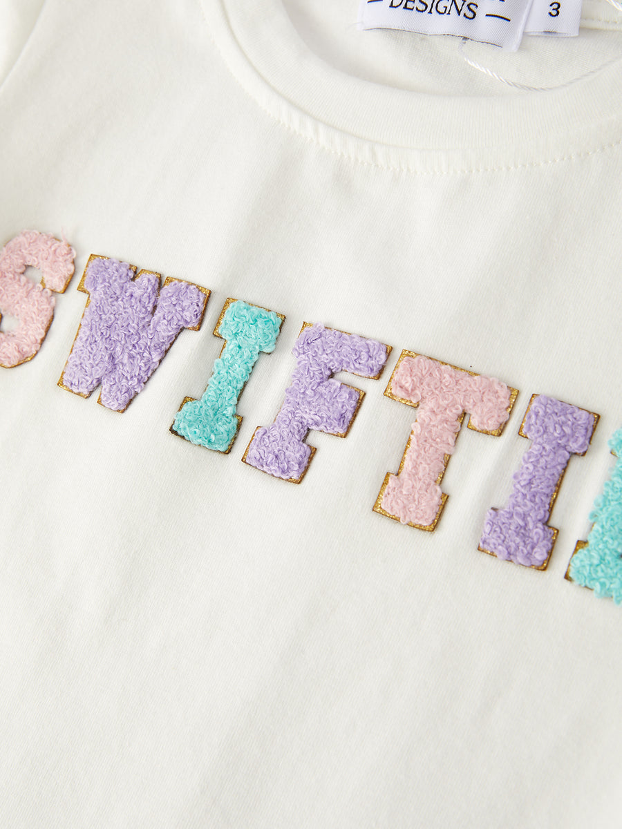 Cotton “SWIFTIE” Applique T-shirt +Gauze Skirt Girls Set