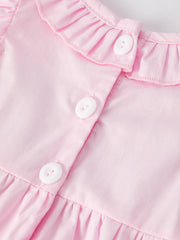 Smocking Easter Embroidered Ruffles Girls Pink Romper