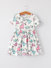 Dinosaur Short Sleeve Girls Dress