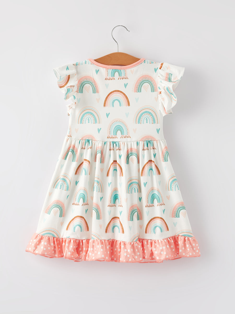 Heart Rainbow Ruffle Girls Dress