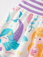 Mermaid Print Striped Girls Dress