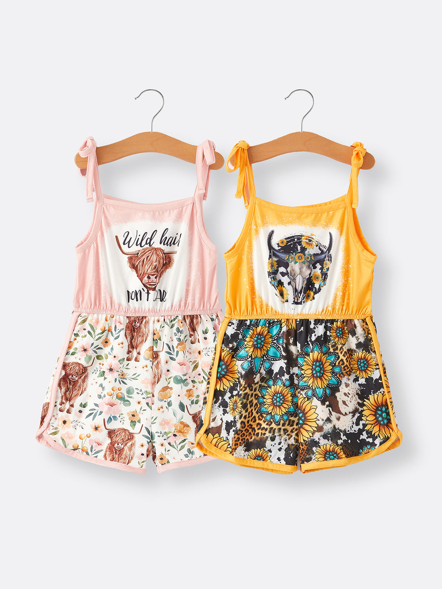 Cow Floral Jumpsuit Two-Piece Set